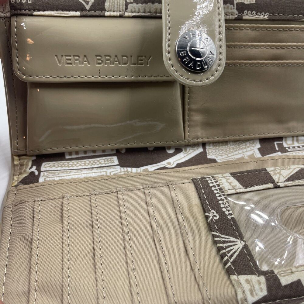 Vera Bradley tan khaki CAFE WALLET fold w/ coin - Picture 8 of 15
